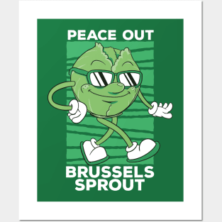 Peace Out Brussels Sprout // Cute Veggie Cartoon Posters and Art